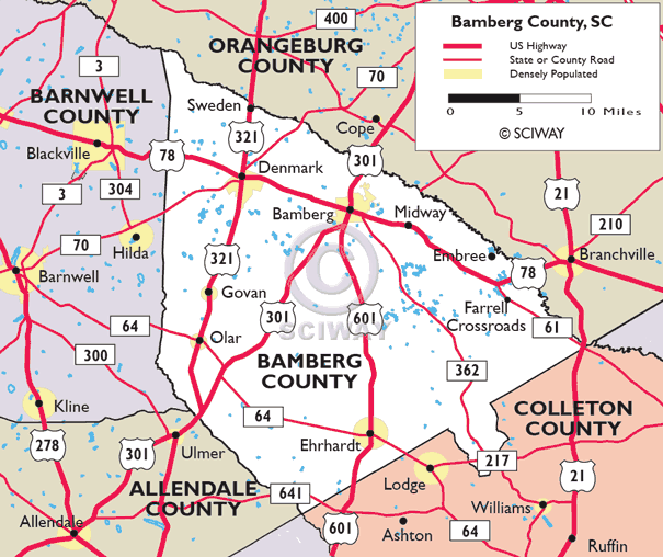 Click here for more Bamberg County maps