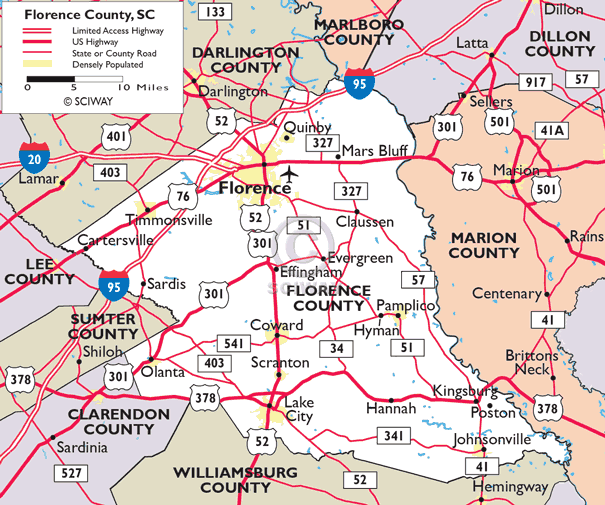 Where can you find a map of SC with cities?