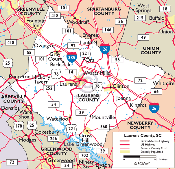 Click here for more Laurens County maps.