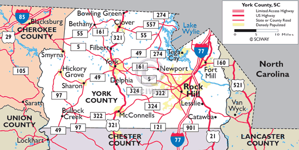 Maps of York County, South Carolina