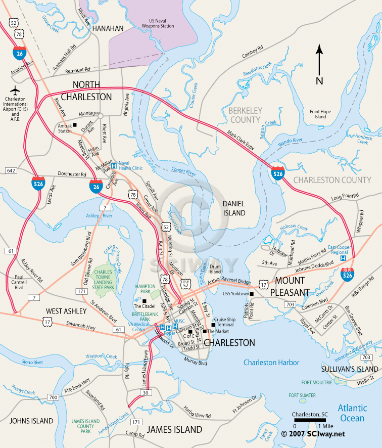 Charleston SC Map Downtown Charleston South Carolina Map 