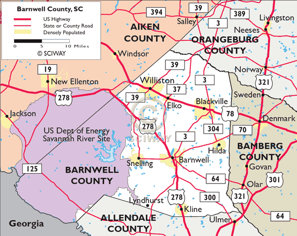 Barnwell Places - Cities, Towns, Communities near Barnwell, South Carolina