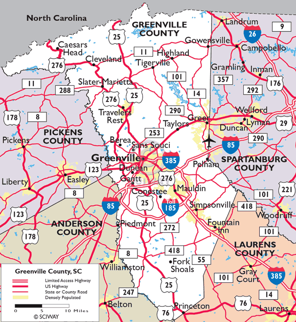 map of greenville sc Maps Of Greenville County South Carolina