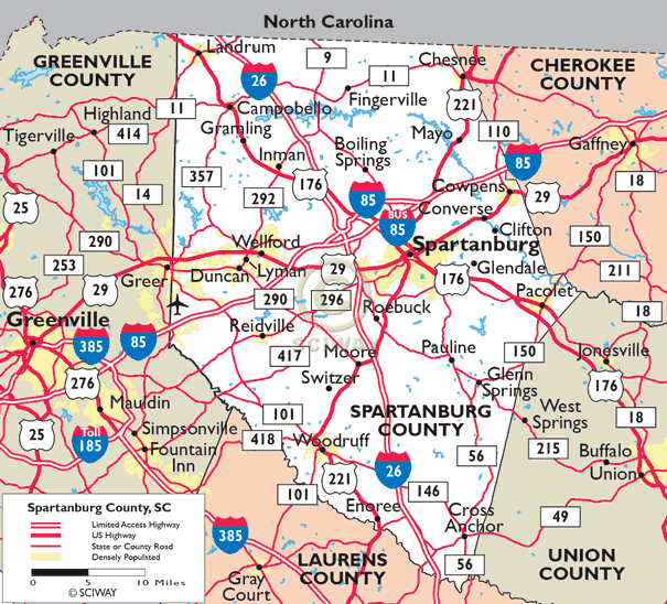 Maps of Spartanburg County, South Carolina