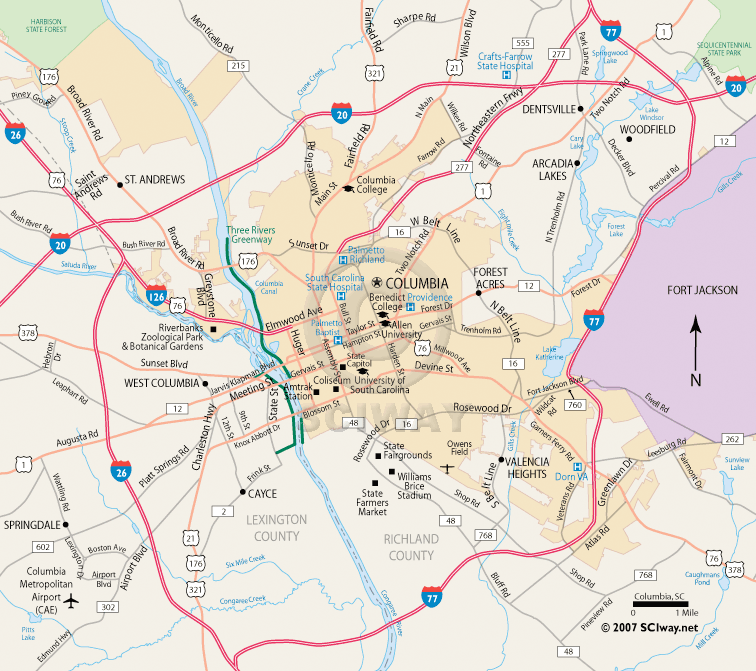 Greater Columbia SC Map.