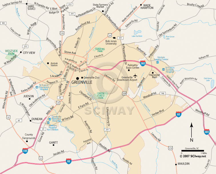 Greenville SC area map